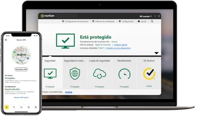 Seguridad de dispositivos de Norton para smartphones, tablets y computadoras portátiles